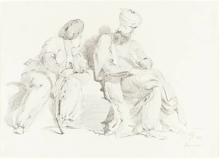 Framed Print : Two Men in Oriental Dress, 1827. Creator: George Hayter Framed Print : Two Men in Oriental Dress, 1827. Creator: George Hayter