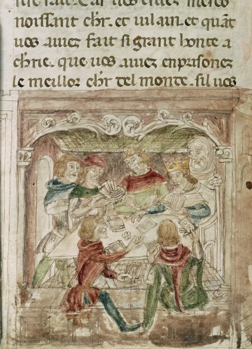 Framed Print : Men playing cards, c1352. Creator: Unknown Framed Print : Men playing cards, c1352. Creator: Unknown