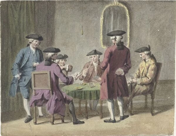 Men playing cards in an interior, 1735-1800. Creator: Pieter Louw
