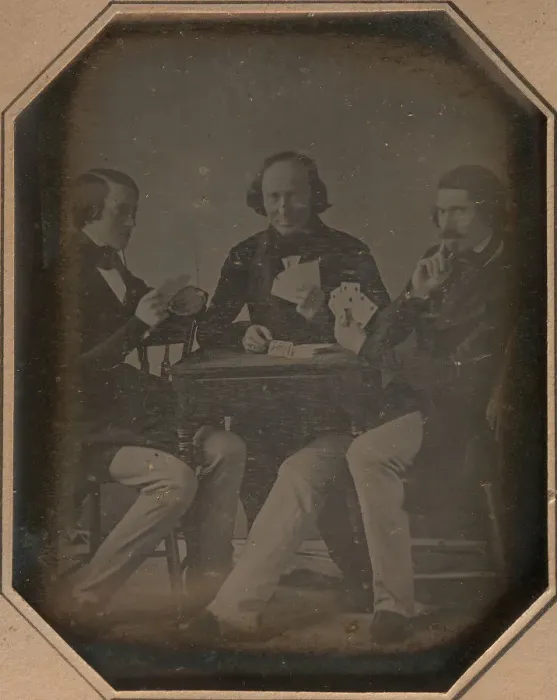 Framed Print : Three Men Playing Cards, March, 1842. Creator: William Langenheim Framed Print : Three Men Playing Cards, March, 1842. Creator: William Langenheim