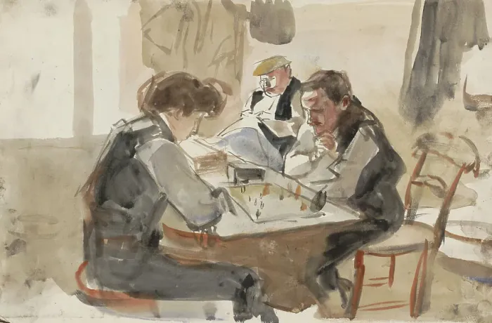 Framed Print : Men playing chess, 1875-1934. Creator: Isaac Lazerus Israels Framed Print : Men playing chess, 1875-1934. Creator: Isaac Lazerus Israels