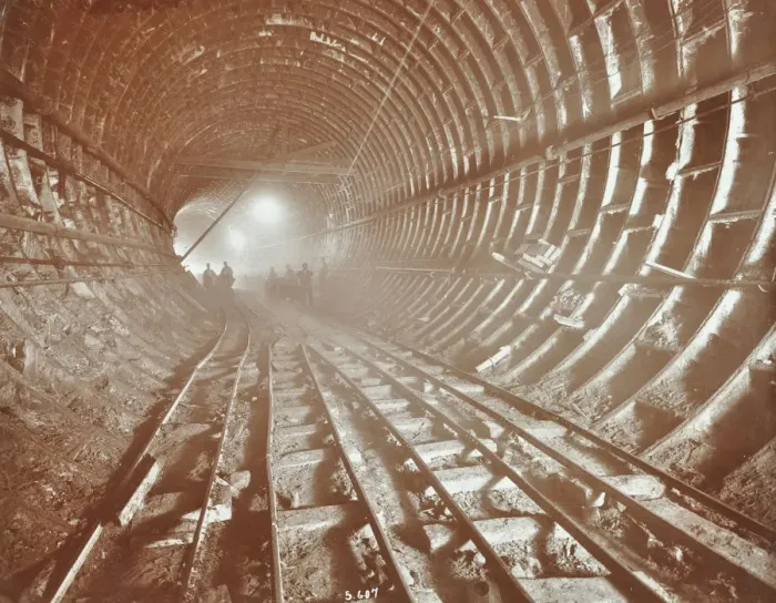 Framed Print : Men pushing railway trucks along the Rotherhithe Tunnel, Stepney, London, June 1907 Framed Print : Men pushing railway trucks along the Rotherhithe Tunnel, Stepney, London, June 1907