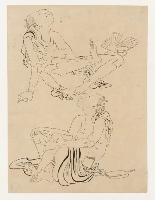 Framed Print : Two men relaxing in summer, Edo period, 19th century. Creator: Hokusai Framed Print : Two men relaxing in summer, Edo period, 19th century. Creator: Hokusai