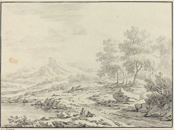Two Men Resting near a Lake. Creator: Johann Christoph Dietzsch