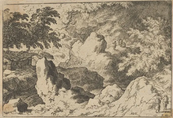 Framed Print : The Three Men on the Rock, 17th century. Creator: Allart van Everdingen Framed Print : The Three Men on the Rock, 17th century. Creator: Allart van Everdingen