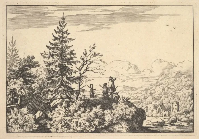 Framed Print : Two Men on a Rock Terrace. Creator: Allart van Everdingen Framed Print : Two Men on a Rock Terrace. Creator: Allart van Everdingen
