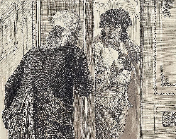 Two men in rococo costumes, around 1890 / 1900. Creator: Joseph Eugen Horwarter