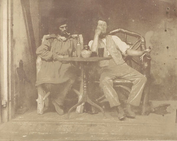Two Men Seated at a Table, 1850s. Creator: Unknown