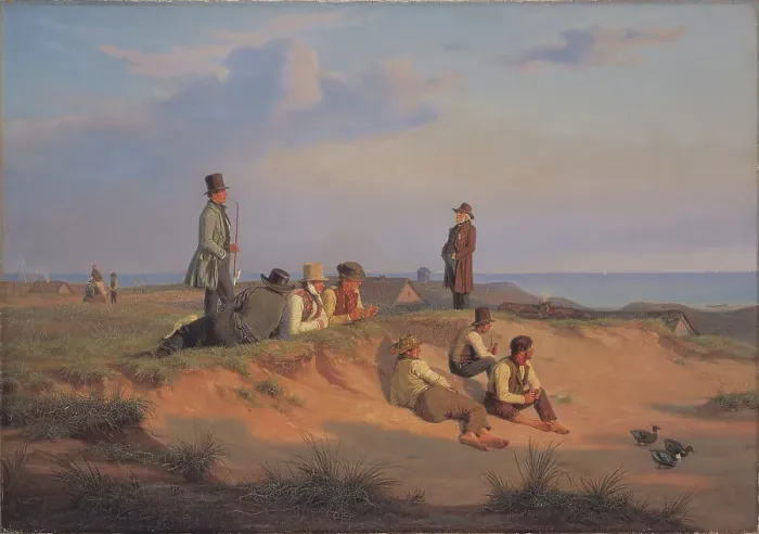Framed Print : Men of Skagen on a summer evening in good weather, 1848. Creator: Martinus Rorbye Framed Print : Men of Skagen on a summer evening in good weather, 1848. Creator: Martinus Rorbye