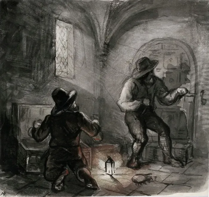 Framed Print : Two men in thieving... 1855. Creator: Karl Anders Ekman Framed Print : Two men in thieving... 1855. Creator: Karl Anders Ekman