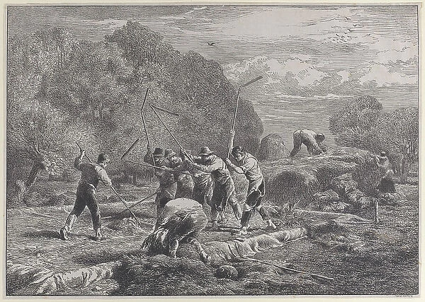 Men thrashing, 1800-1900. Creator: Anon