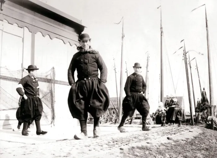 Framed Print : Men in traditional dress, Marken Island, Netherlands, 1898. Artist: James Batkin Framed Print : Men in traditional dress, Marken Island, Netherlands, 1898. Artist: James Batkin