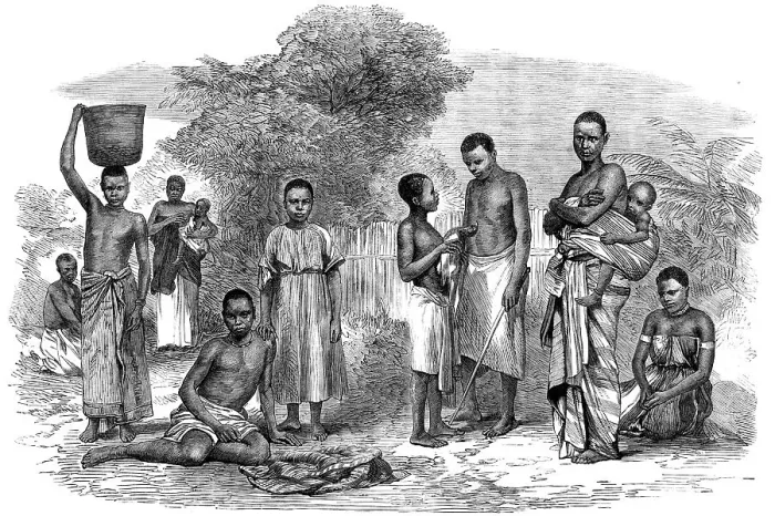 Framed Print : Men and women of the Manganja and Ajawa tribes, from the Zambesi Country, in Africa, 1864. Creator: Unknown Framed Print : Men and women of the Manganja and Ajawa tribes, from the Zambesi Country, in Africa, 1864. Creator: Unknown