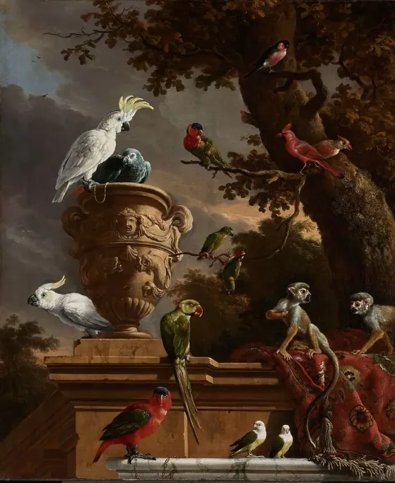 Framed Print : The Menagerie, c.1690. Creator: Melchior d'Hondecoeter Framed Print : The Menagerie, c.1690. Creator: Melchior d'Hondecoeter