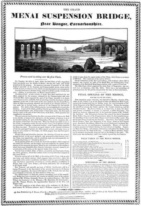 Framed Print : Menai Suspension Bridge, Wales, c1826 Framed Print : Menai Suspension Bridge, Wales, c1826