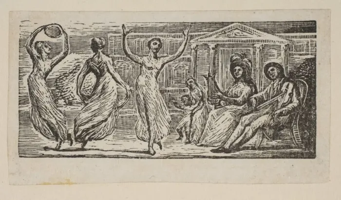 Framed Print : Menalcus Watching Women Dance, from Thorntons Pastorals of Virgil, 1821 Framed Print : Menalcus Watching Women Dance, from Thorntons Pastorals of Virgil, 1821