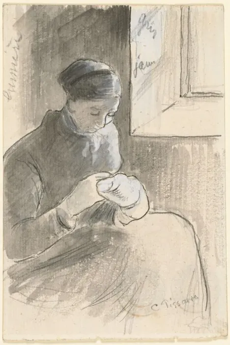 Framed Print : The Mender, c. 1881. Creator: Camille Pissarro (French, 1830-1903) Framed Print : The Mender, c. 1881. Creator: Camille Pissarro (French, 1830-1903)