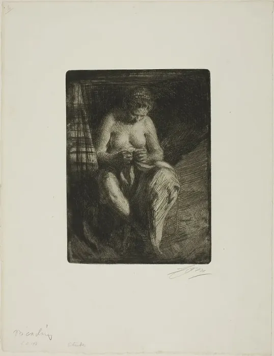 Framed Print : Mending, 1905. Creator: Anders Leonard Zorn Framed Print : Mending, 1905. Creator: Anders Leonard Zorn