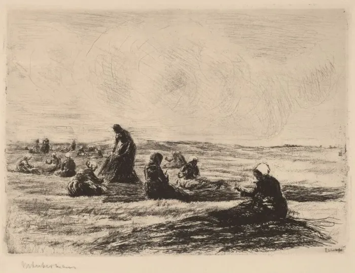 Framed Print : Mending the Nets, 1894. Creator: Max Liebermann