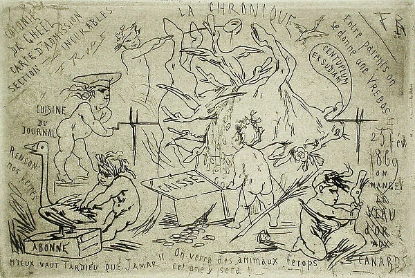 Menu du diner de la Chronique, 1869. Creator: Félicien Rops