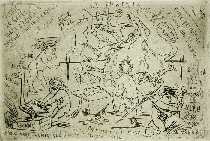 Framed Print : Menu du diner de la Chronique, 1869. Creator: Félicien Rops Framed Print : Menu du diner de la Chronique, 1869. Creator: Félicien Rops