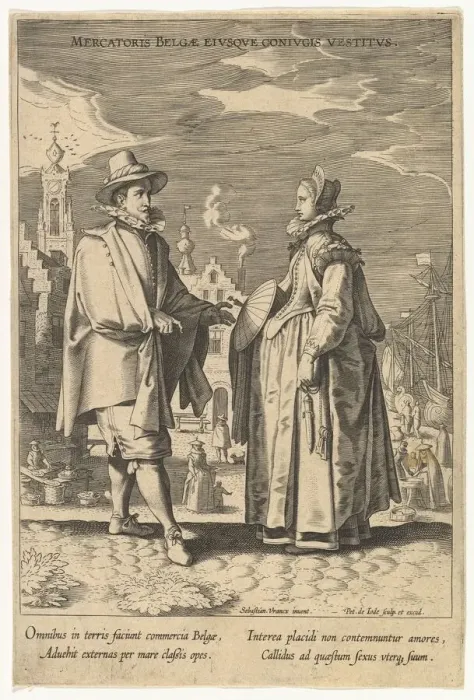 Framed Print : Mercatoris Belgae Eiusque Coniugis Vestitus, from Fashions of Different Nations. n. d Framed Print : Mercatoris Belgae Eiusque Coniugis Vestitus, from Fashions of Different Nations. n. d