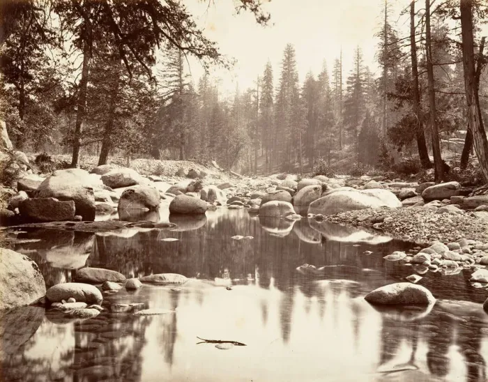 Framed Print : Merced River, ca. 1872, printed ca. 1876. Creator: Attributed to Carleton E. Watkins Framed Print : Merced River, ca. 1872, printed ca. 1876. Creator: Attributed to Carleton E. Watkins