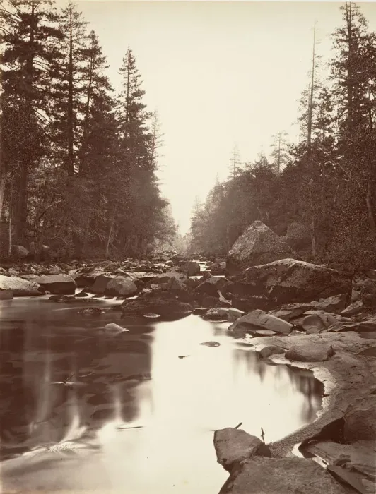 Framed Print : Merced River, Yosemite, ca. 1872, printed ca. 1876. Creator: Attributed to Carleton E Framed Print : Merced River, Yosemite, ca. 1872, printed ca. 1876. Creator: Attributed to Carleton E