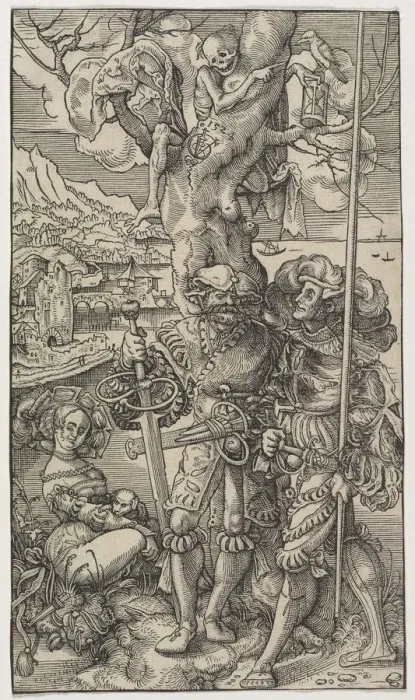 Framed Print : Mercenaries and A Woman with Death in a Tree, 1524. Creator: Urs I Graf (Swiss, c Framed Print : Mercenaries and A Woman with Death in a Tree, 1524. Creator: Urs I Graf (Swiss, c