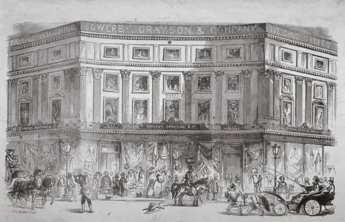 Framed Print : Mercers shop, Regent Circus, Westminster, London, c1850. Artist: H Leighton Framed Print : Mercers shop, Regent Circus, Westminster, London, c1850. Artist: H Leighton