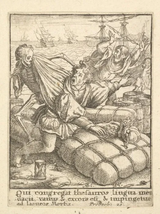 Framed Print : The Merchant, from the Dance of Death, 1651. Creator: Wenceslaus Hollar Framed Print : The Merchant, from the Dance of Death, 1651. Creator: Wenceslaus Hollar