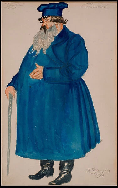 Merchant Dikoy. Costume design for the play The Storm by A. Ostrovsky, 1920. Creator: Kustodiev