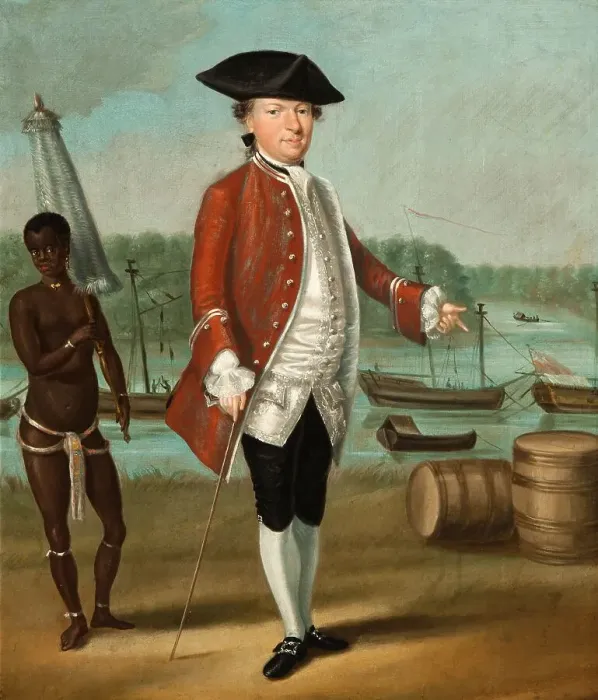 Framed Print : Merchant and an Enslaved Servant, c.1750-c.1799. Creator: Anon Framed Print : Merchant and an Enslaved Servant, c.1750-c.1799. Creator: Anon