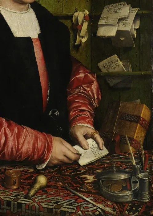 Framed Print : The Merchant Georg Gisze (Detail), 1532. Artist: Holbein, Hans, the Younger (1497-1543) Framed Print : The Merchant Georg Gisze (Detail), 1532. Artist: Holbein, Hans, the Younger (1497-1543)