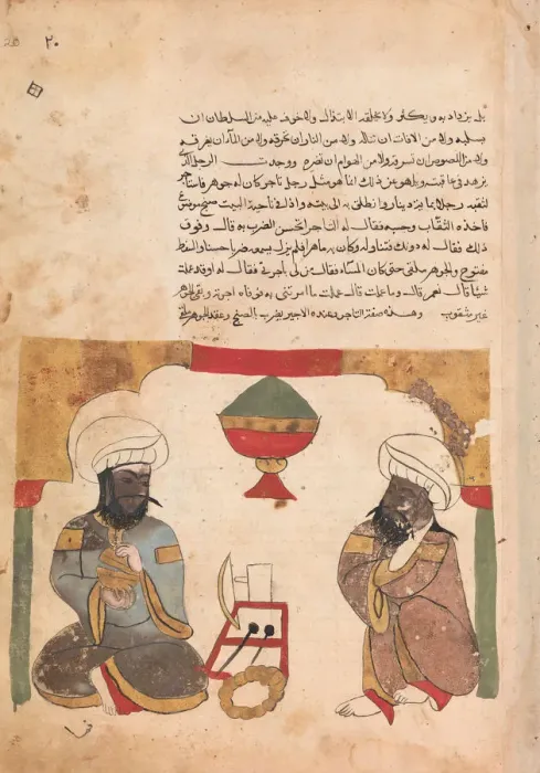 Framed Print : The Merchant Listens to the Workman Playing Cymbals, Folio from a Kalila wa Dimna Framed Print : The Merchant Listens to the Workman Playing Cymbals, Folio from a Kalila wa Dimna