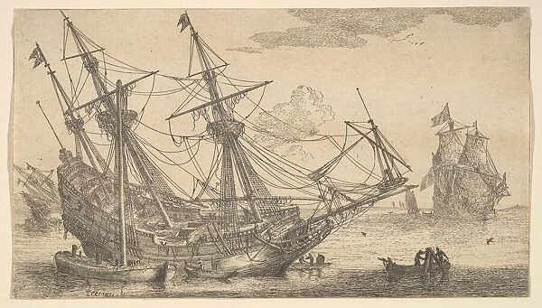 A Merchant Man Careened for Caulking the Hull, 17th century. Creator: Reinier Zeeman