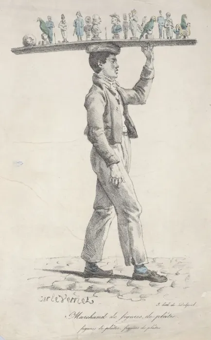 Framed Print : Merchant of Plaster Figures, ca. 1822. Creator: Carle Vernet Framed Print : Merchant of Plaster Figures, ca. 1822. Creator: Carle Vernet