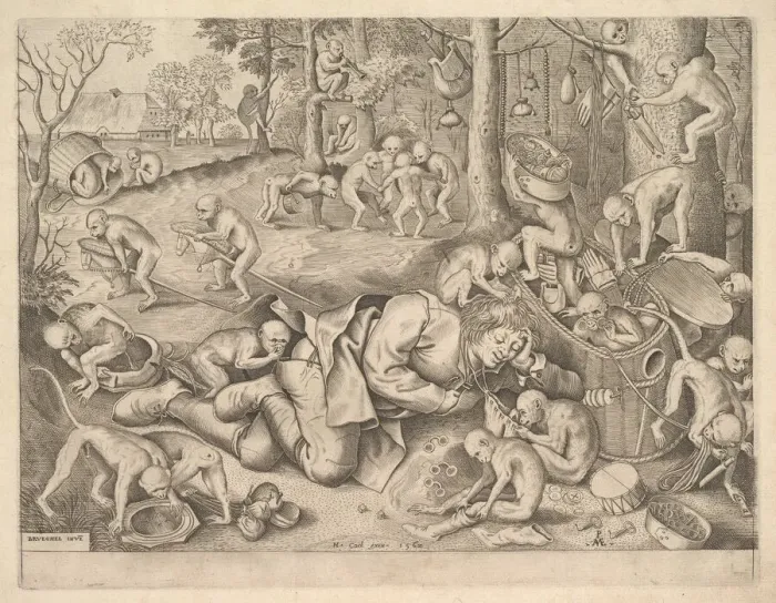 Framed Print : The Merchant Robbed by Monkeys, 1562. Creators: Pieter van der Heyden Framed Print : The Merchant Robbed by Monkeys, 1562. Creators: Pieter van der Heyden