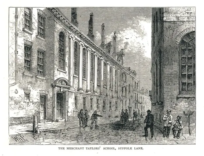 Framed Print : The Merchant Taylors School, Suffolk Lane, 1878 Artist: Walter Thornbury Framed Print : The Merchant Taylors School, Suffolk Lane, 1878 Artist: Walter Thornbury