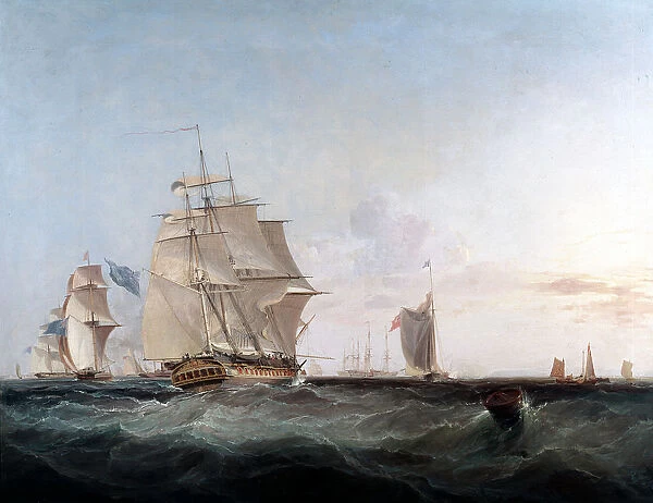 Merchantmen and other shipping in the English Channel, 19th century. Artist: George Chambers