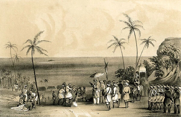 The merchants of Calicut seized and chained to a barren rock by order of Tippoo Saib, (1847)