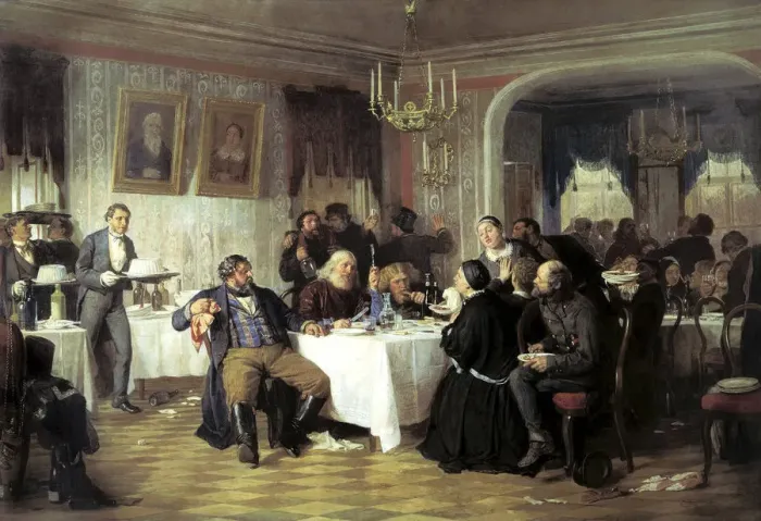 Framed Print : Merchants Funeral Banquet, 1870s. Artist: Firs Sergeevich Zhuravlev Framed Print : Merchants Funeral Banquet, 1870s. Artist: Firs Sergeevich Zhuravlev