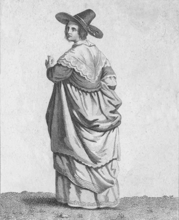Framed Print : A Merchants Wife - Dress of Eminent Citizens in 1640, 1807. Artist: Warren Framed Print : A Merchants Wife - Dress of Eminent Citizens in 1640, 1807. Artist: Warren