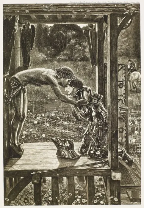 Framed Print : The Merciful Knight, c1860s, (1900). Creator: Unknown Framed Print : The Merciful Knight, c1860s, (1900). Creator: Unknown