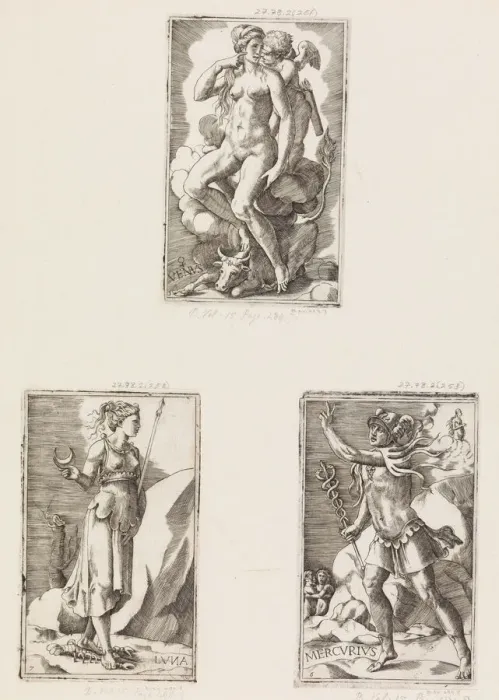 Framed Print : Mercurius, from Planets, plate 6, 1530-70. Creator: Giulio Bonasone Framed Print : Mercurius, from Planets, plate 6, 1530-70. Creator: Giulio Bonasone