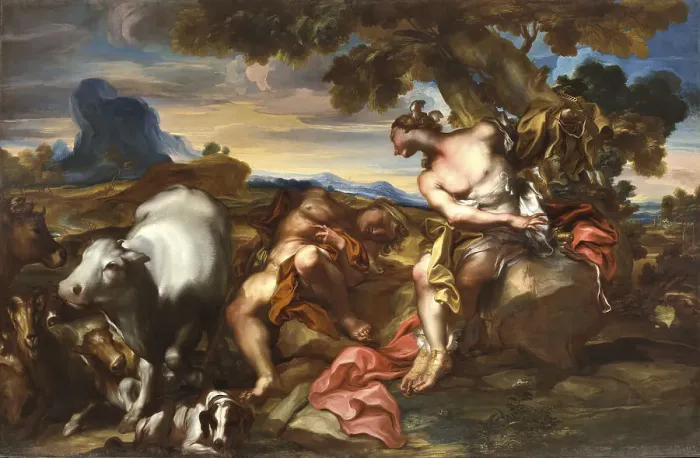 Framed Print : Mercury and Argus, c.1710. Creator: De Ferrari, Gregorio (1647-1726) Framed Print : Mercury and Argus, c.1710. Creator: De Ferrari, Gregorio (1647-1726)