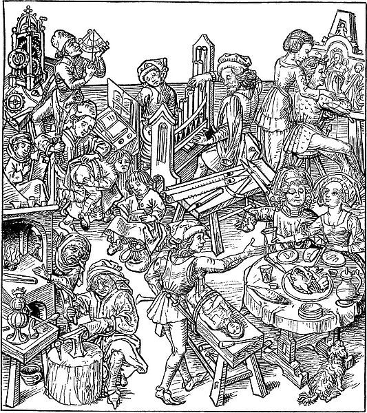 Mercury and His Children. Illustration from the Housebook, 1480s. Artist: Master of the Housebook (between 1470 and 1505)
