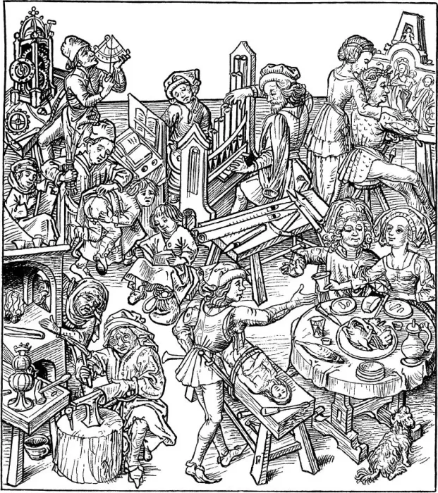 Framed Print : Mercury and His Children. Illustration from the Housebook, 1480s. Artist: Master of the Housebook (between 1470 and 1505) Framed Print : Mercury and His Children. Illustration from the Housebook, 1480s. Artist: Master of the Housebook (between 1470 and 1505)
