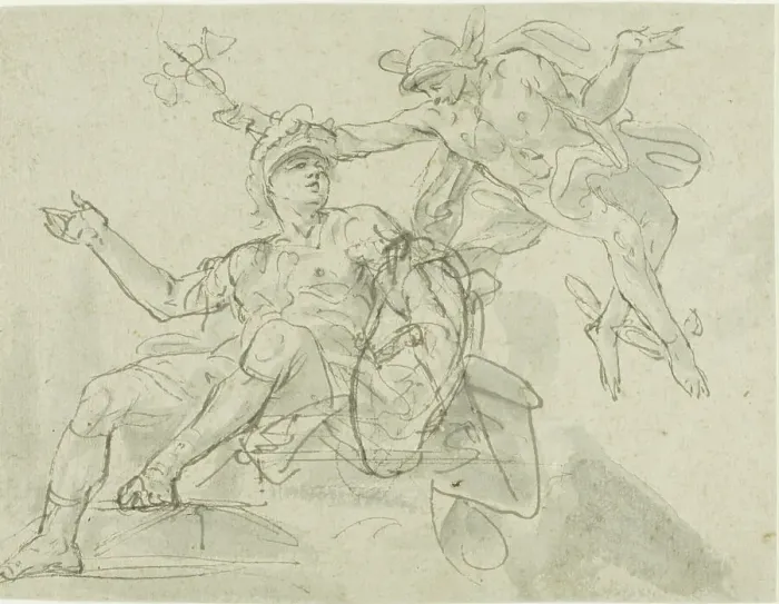 Framed Print : Mercury and Mars, n.d. Creators: Marco Marcola, Charles le Brun Framed Print : Mercury and Mars, n.d. Creators: Marco Marcola, Charles le Brun