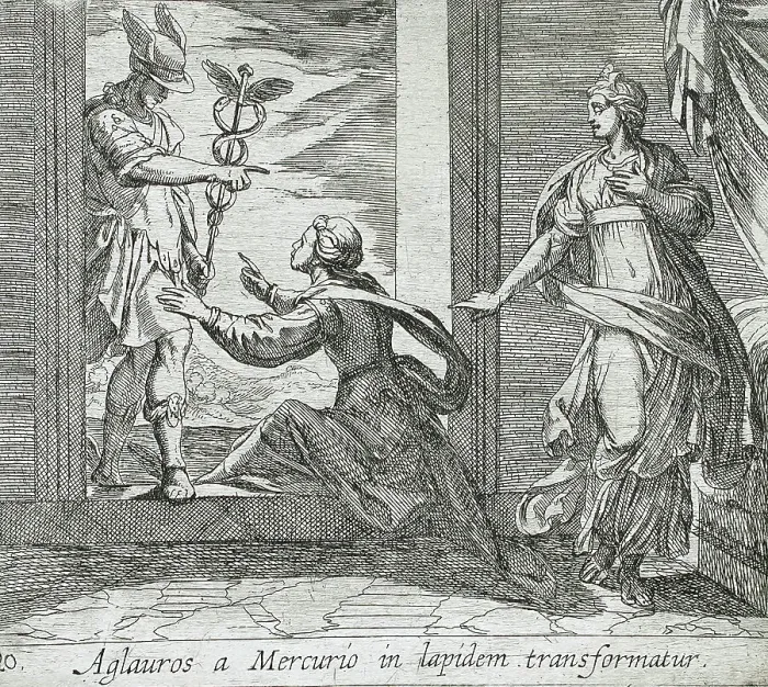 Framed Print : Mercury Turning Aglauros to Stone, published 1606. Creators: Antonio Tempesta, Wilhelm Janson Framed Print : Mercury Turning Aglauros to Stone, published 1606. Creators: Antonio Tempesta, Wilhelm Janson